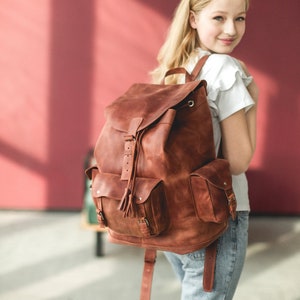 Chocolate Leather Backpack: Handmade Cowhide Rucksack