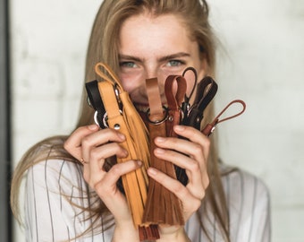 Leather Tassel Keychain: Bag Purse Accessories, Bridesmaid Gifts