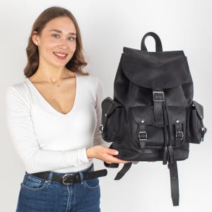 Black Leather Backpack for Everyday Use | Handmade City Travel Bag | Soft Genuine Leather Work Backpack | Minimalist Everyday Rucksack