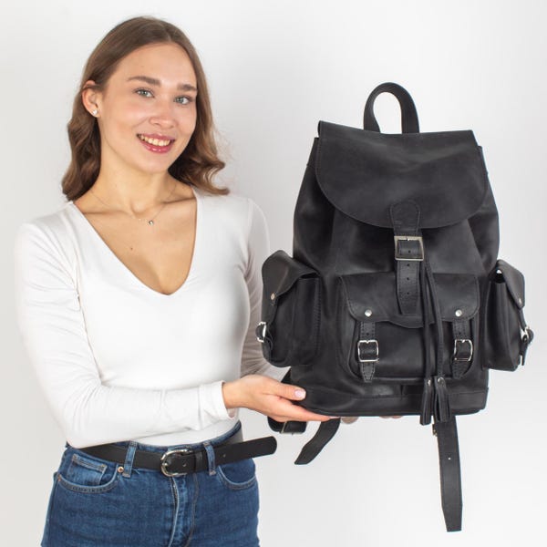 CITY BACKPACK 35 IN BLACK CALFSKIN