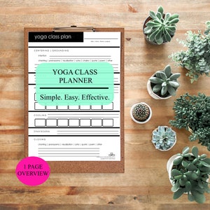 Yoga Class Planning TEMPLATE - 1 Page Digital Download