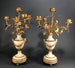 Pair Antique French Dore Bronze Candelabras With Jeweled Paste Louis XVI style 