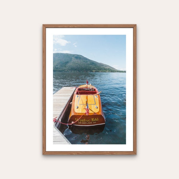 Classic Lake Boat Print - lake wall art, digital download, travel photography, printable art, nautical, classic boats, home decor, wooden