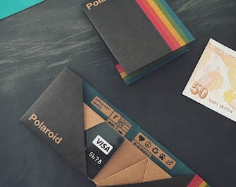 Polaroid, origami paper wallet, handmade, vegan, sustainable, gift, for him, for her, slim, recycled, thin, eco friendly