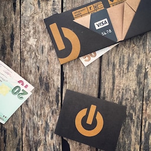 On Off, billetera de papel origami, hecha a mano, vegana, sustentable, regalo, para él, para ella, delgada, reciclada, fina, ecológica