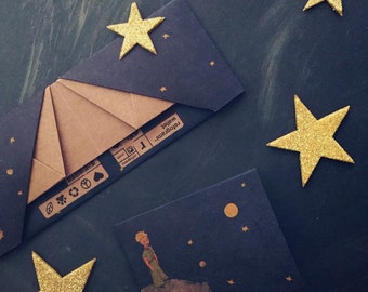 Little Prince, origami paper wallet, handmade, vegan, sustainable, gift, for him, for her, slim, recycled, thin, eco friendly