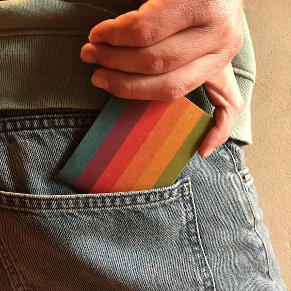 Regenbogen, Origami Brieftasche, handgemacht, vegan, nachhaltig, Geschenk, für Sie, schlank, recycelt, dünn, umweltfreundlich