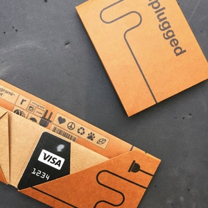 Desconectado, carteira de papel origami, feito à mão, vegano, sustentável, presente, para ele, para ela, fino, reciclado, fino, ecológico
