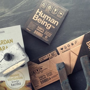 Ser humano, carteira de papel origami, feito à mão, vegano, sustentável, presente, para ele, para ela, fino, reciclado, fino, ecológico