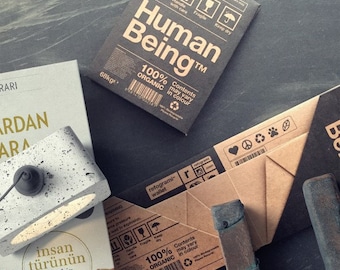 Human Being, origami paper wallet, handmade, vegan, sustainable, gift, for him, for her, slim, recycled, thin, eco friendly