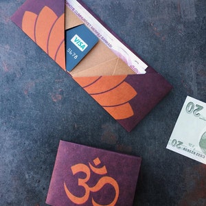 Om / Yin Yang, carteira de papel origami, feita à mão, vegana, sustentável, presente, para ele, para ela, fina, reciclada, fina, ecológica