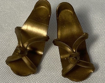 Vintage 1950's Dolshoe Gold High Heel Shoes For 10 1/2" doll
