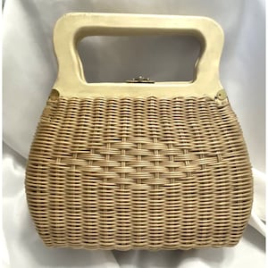 MCM Vintage Beige Wicker Wood Purse Bag by Donna  Division of John Wind Imports