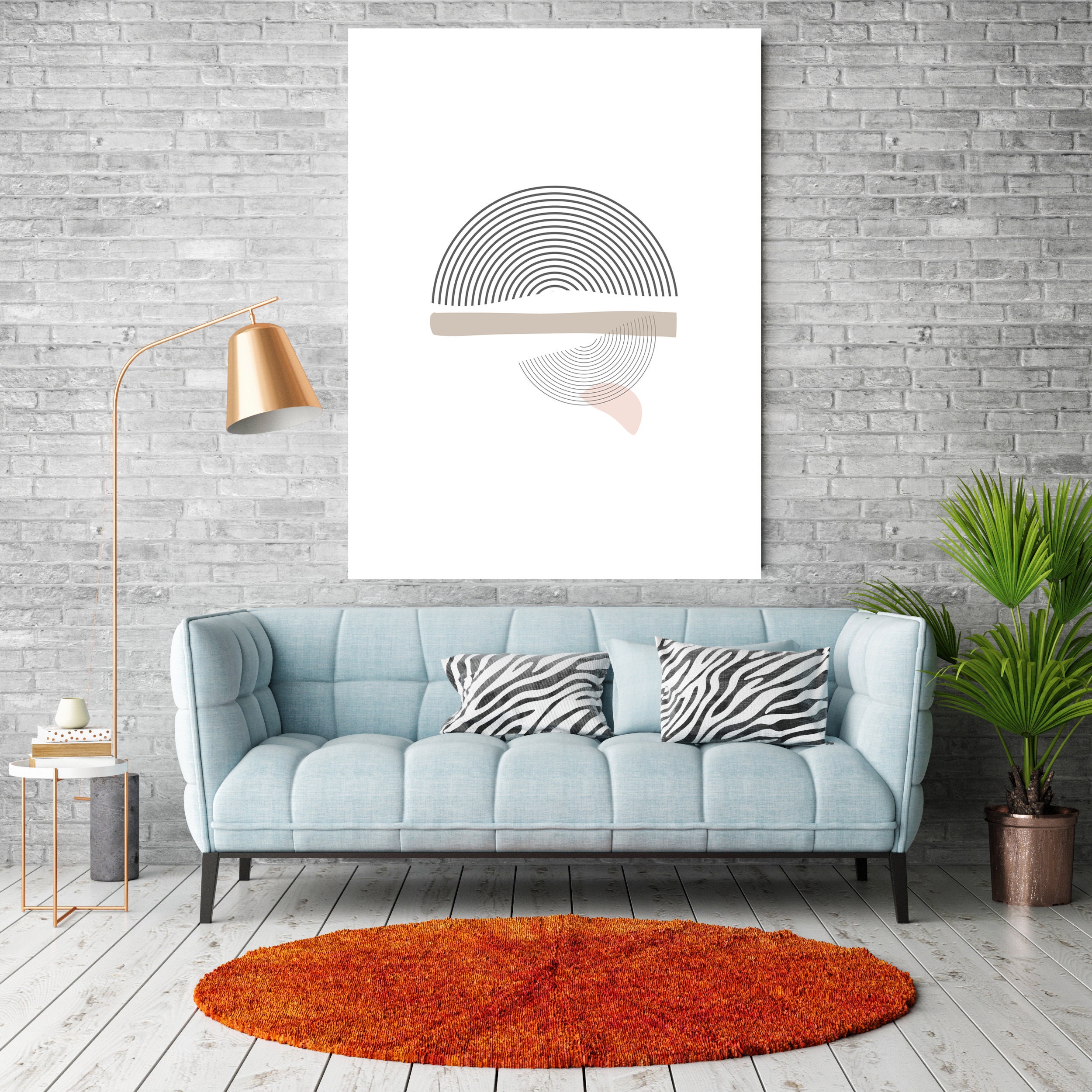 Geometrical circle abstract wall art print bedroom wall Etsy