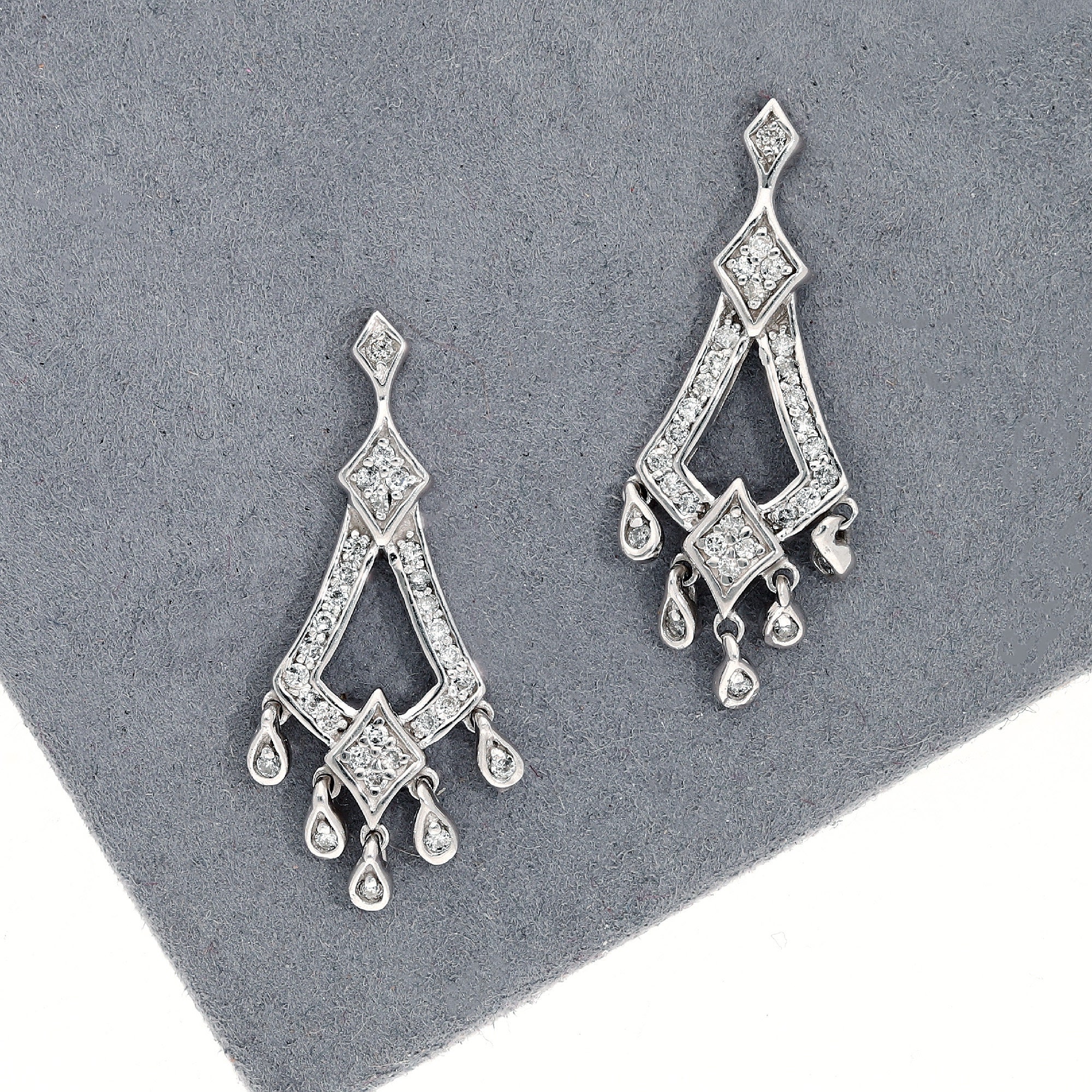 White Gold Diamond Chandelier Earrings Etsy UK