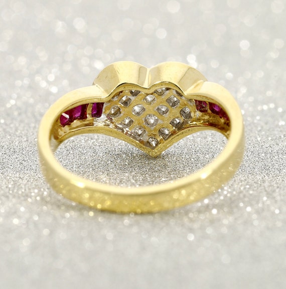 18K Yellow Gold Diamond & Ruby Ring - image 4