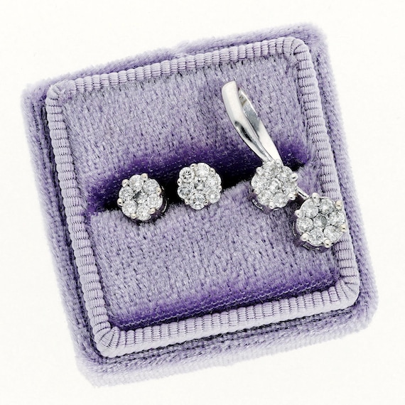 Matching Diamond Earrings and Pendant Set