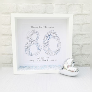Gran 80th Birthday, Memories, Word Art, Lightbox Frame