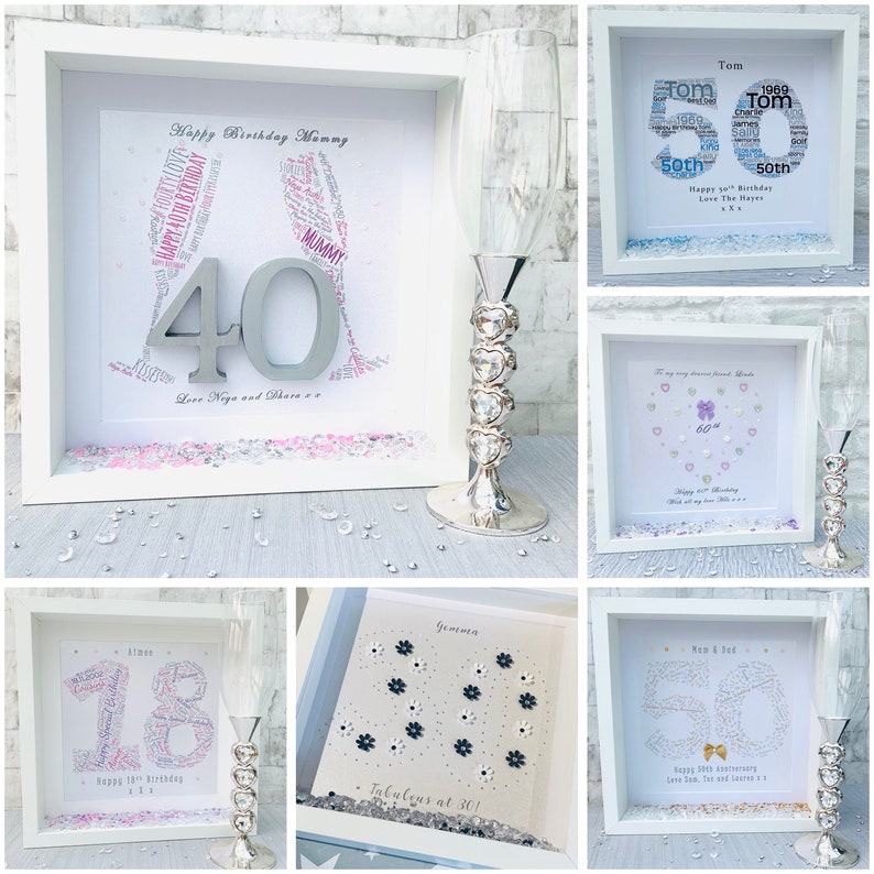 Milestone Birthday Gift 40th Word Art Frame  Etsy UK
