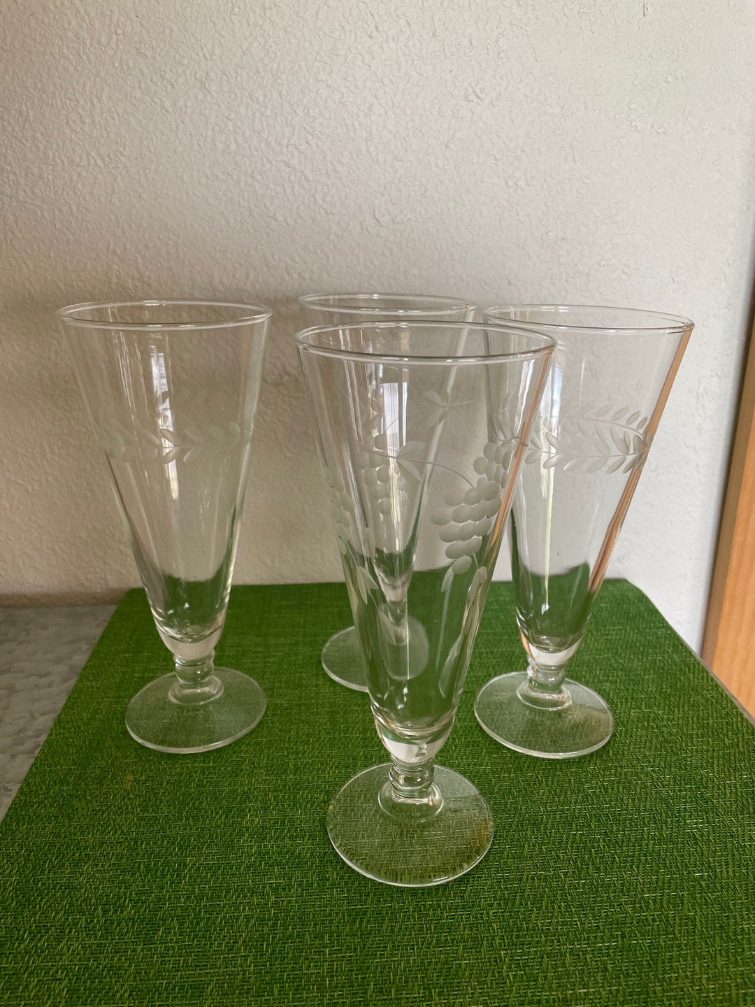 Four Princess House Etched Vintage Glasses Etsy