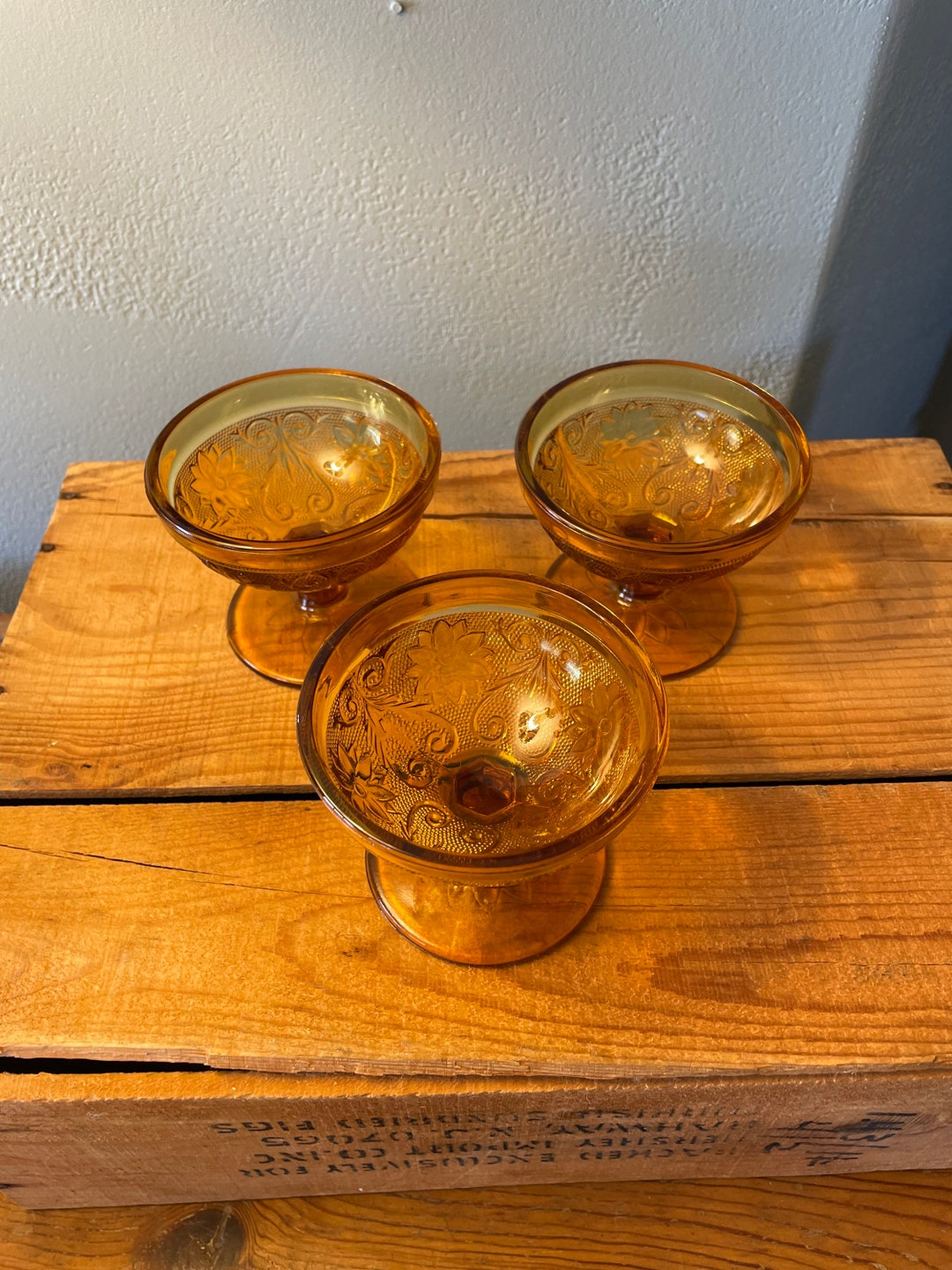 Amber Etched Glass Champagne Glasses Etsy