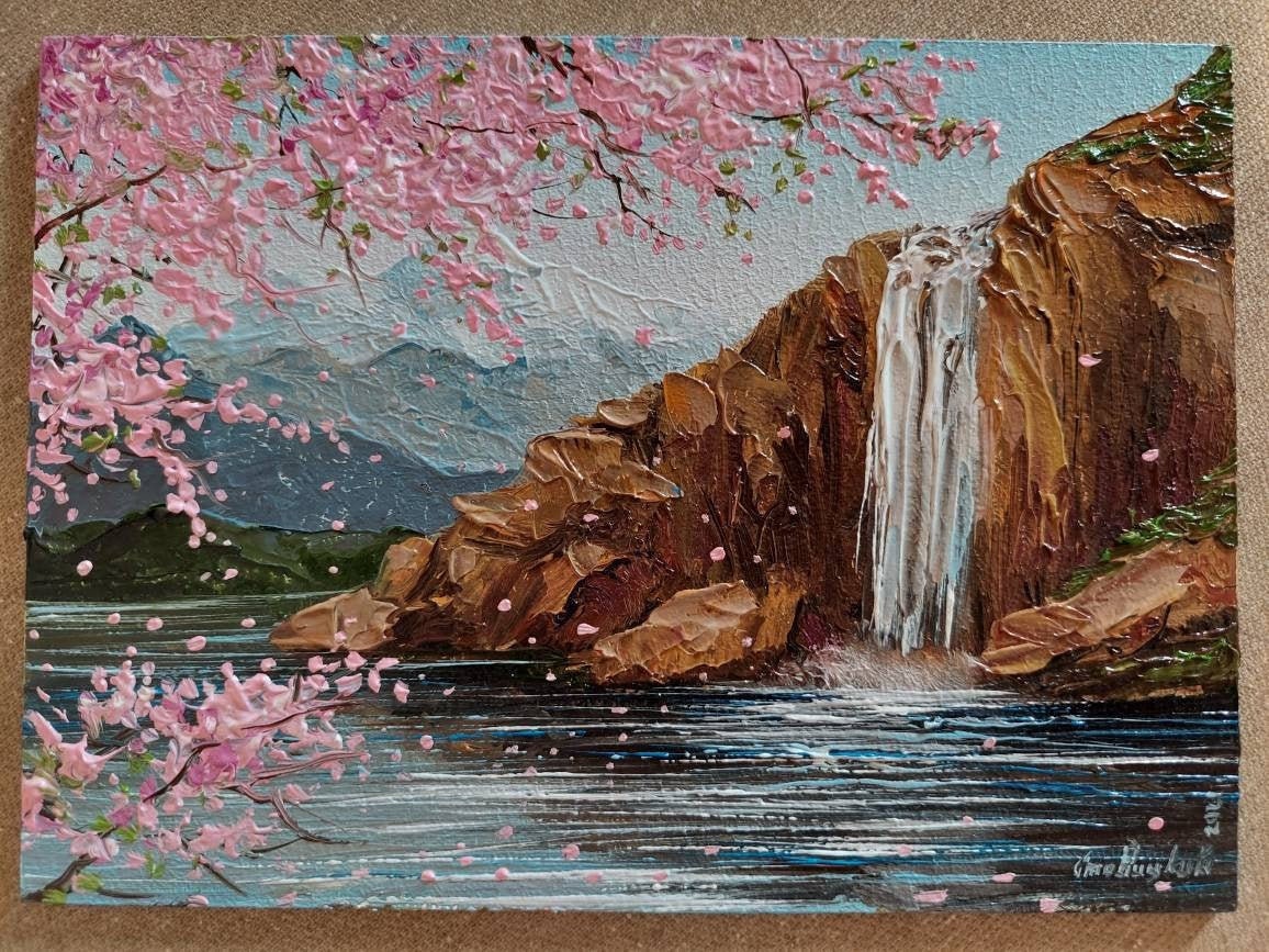 1pcs, Gorgeous, Watercolor Painting, Washi Tape. Landscape. Scenery. Cherry  Blossoms. Moutains 