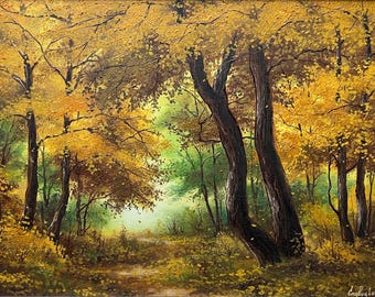 秋の油絵 木の絵 秋の絵画 アートワーク グラハム・ガーケン - Etsy 日本
