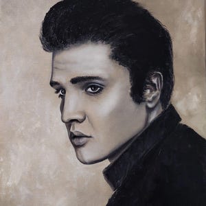 Elvis Presley Original Oil Painting on Canvas. Elvis King Of Rock and Roll Art. High-quality Handmade Elvis Presley Artwork. King of Rock