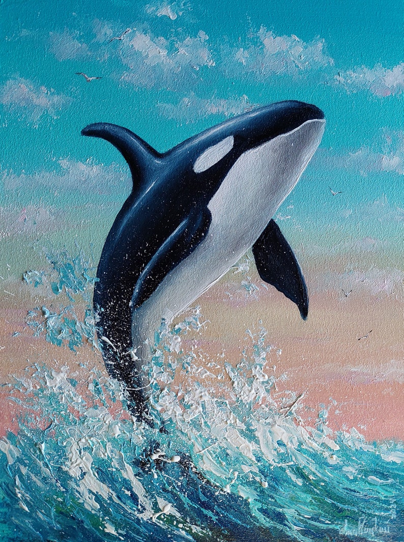 Orcas Painting Original Oil Painting Orca Leaping Above Sea On Clear orcas-painting-original-oil-painting-orca-leaping-above-sea-on-clear