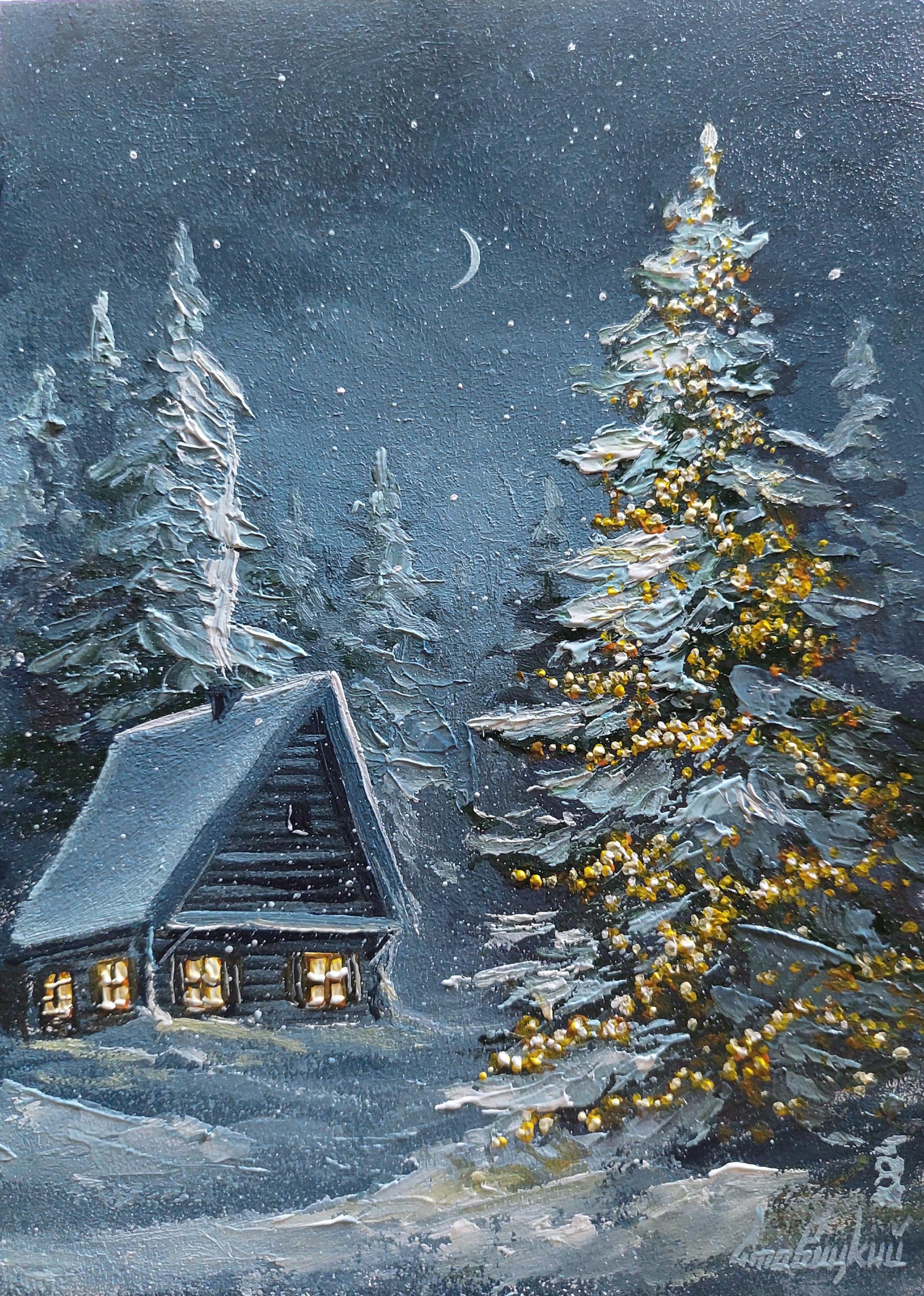 油絵 絵画【冬】 油絵 油彩 油彩画 絵画【冬の道路】 | HIROSHI1990