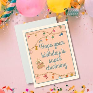 Spero che il tuo compleanno sia super affascinante, biglietto d'auguri, ciondoli, braccialetto con ciondoli, ciondolo di compleanno, biglietto d'auguri vuoto