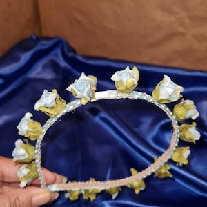 Headband, blue pink flower headband, headband Headband girl, woman, ceremonies, wedding.