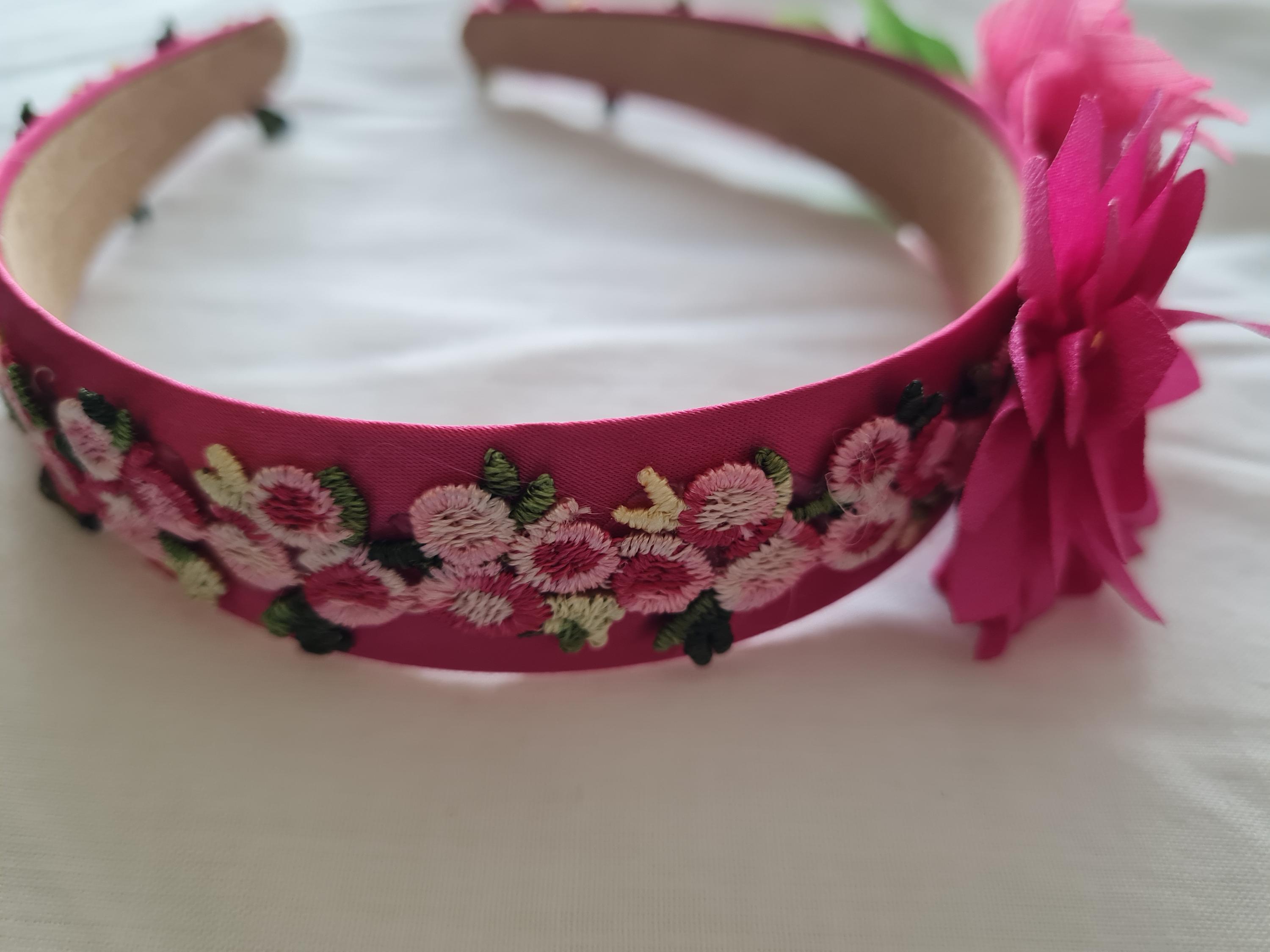 Handmade Fuchsia & Crystal Luxe Headband Fuchsia Rhinestone Headband: Crystal Jeweled Wedding  main image 2