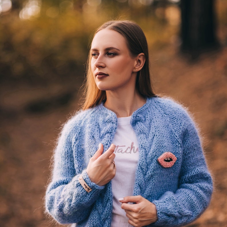 Mohair sweater fluffy blue сardigan clothing womens oversize | Etsy