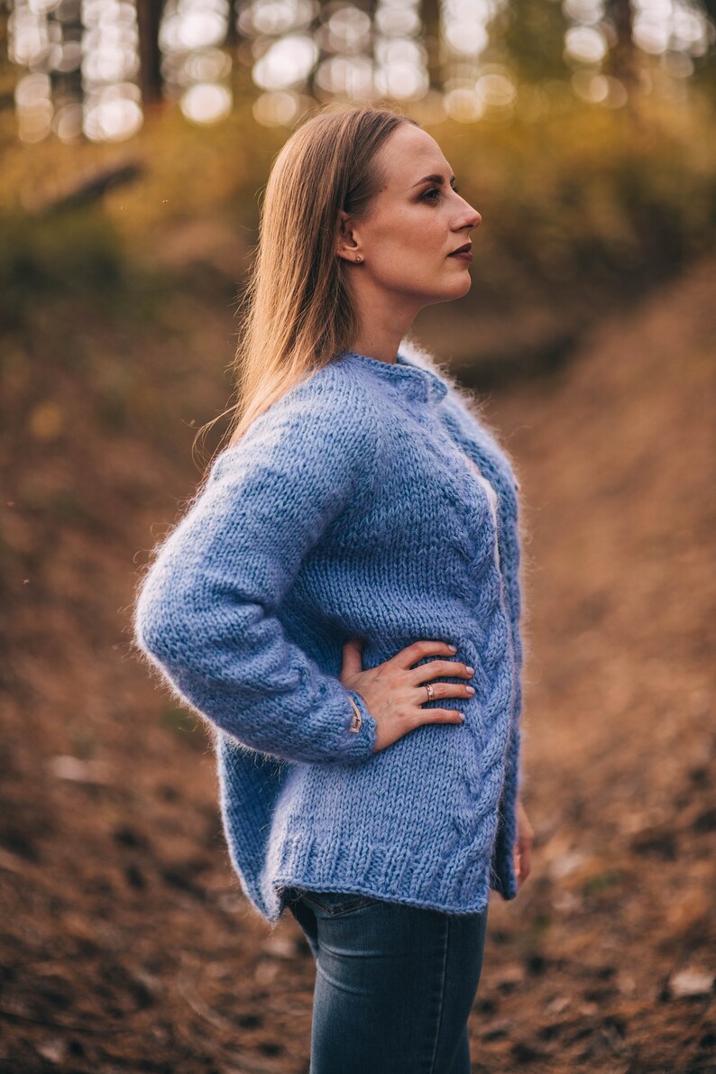 Mohair sweater fluffy blue сardigan clothing womens oversize | Etsy