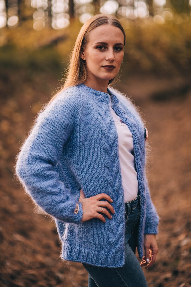 Mohair sweater fluffy blue сardigan clothing womens oversize Etsy