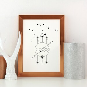 Aquarius Zodiac Sign Print: Minimalist Constellation Tattoo (Digital Download)