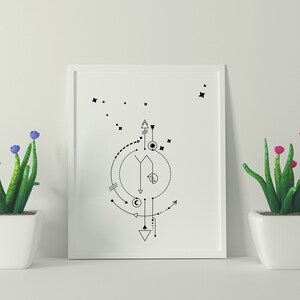 山羊座のSVG/JPEG星座。ミニマリストタトゥー。星座。ホームデコレーション用に印刷可能。すぐにダウンロード。Tシャツにも印刷可能。