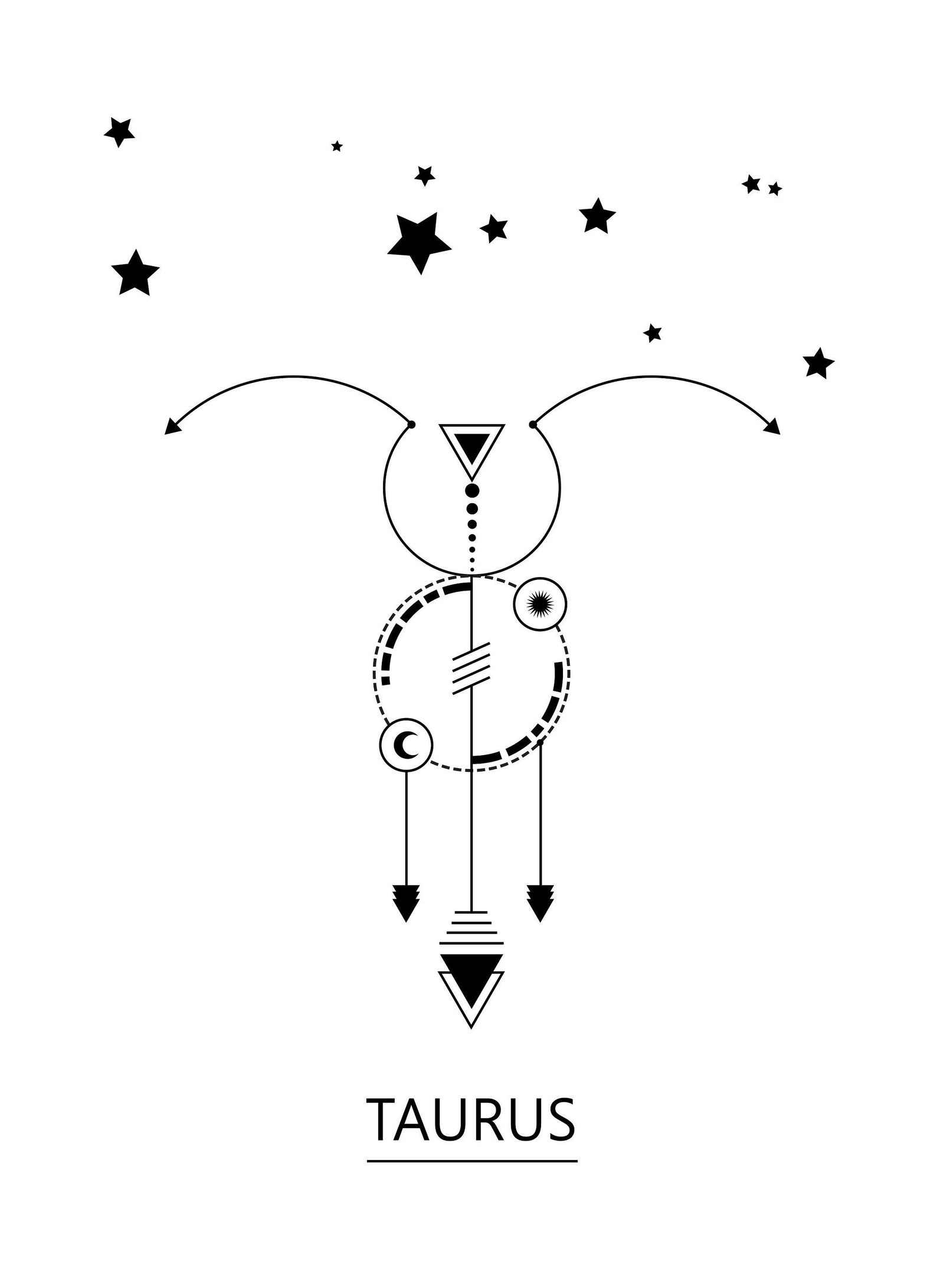 Zodiac sign clipart Taurus. Minimalist tattoo of the Taurus | Etsy