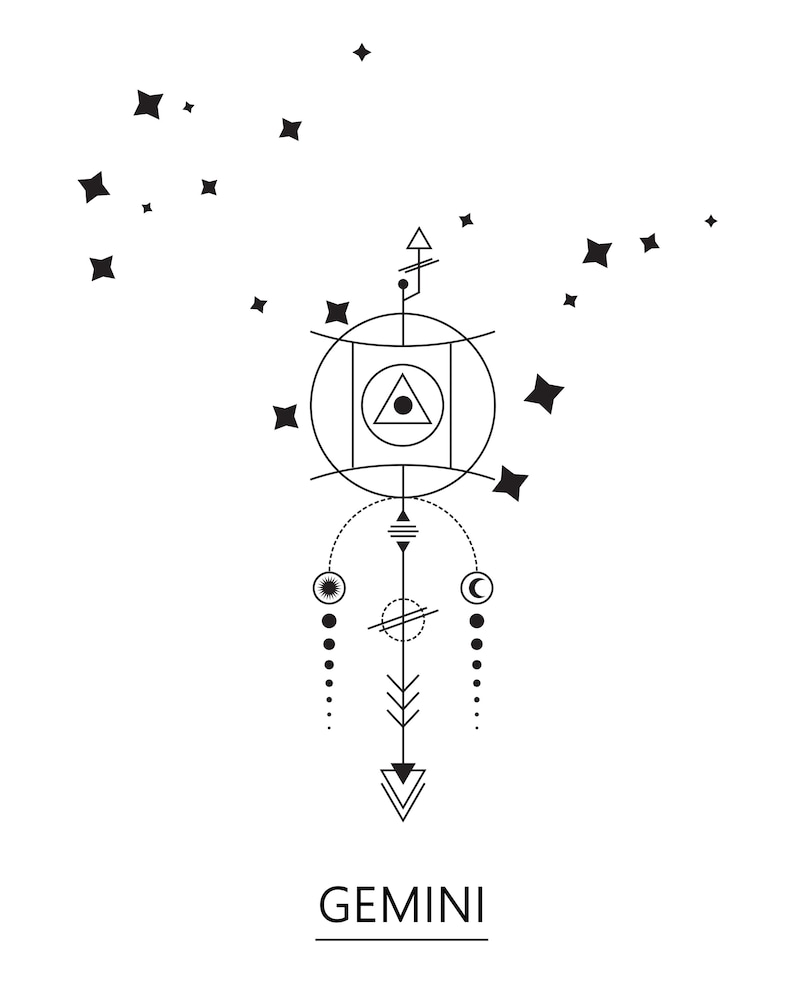 SVGJPEG Gemini Zodiac Sign . Minimalist Tattoo. Constellation ...
