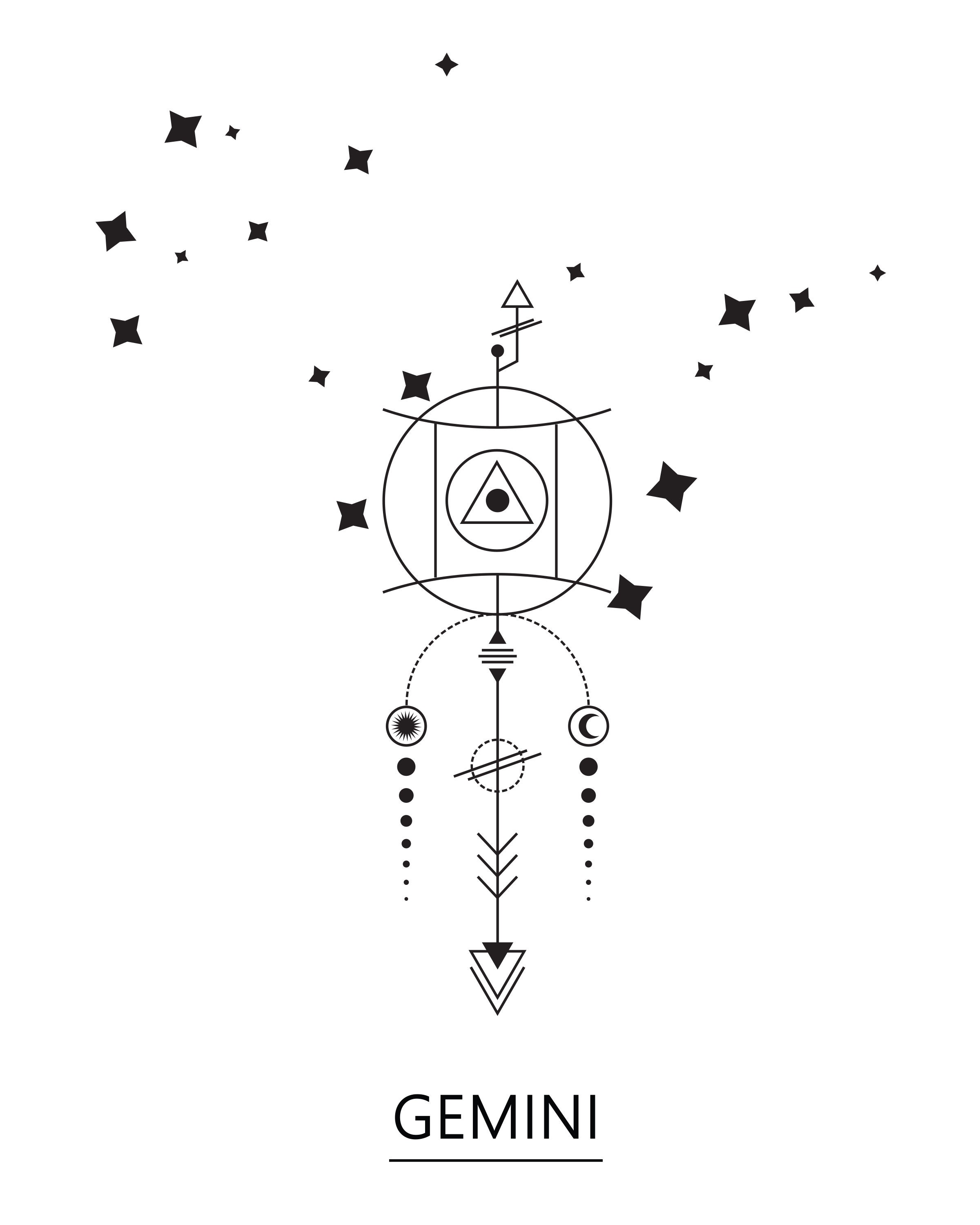 SVGJPEG Gemini Zodiac Sign . Minimalist Tattoo. Constellation ...