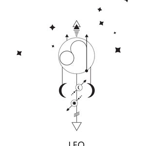 Leo Zodiac Sign SVG/JPEG . Minimalist Tattoo. Constellation. Printable ...