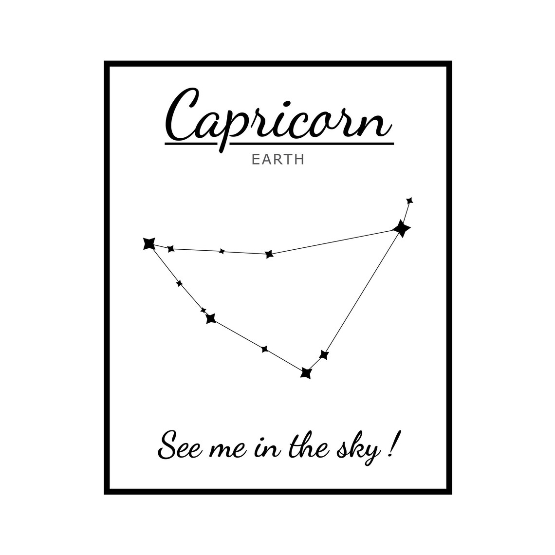 Capricorn Constellation Print, Astrology Wall Art, Minimalist Modern ...