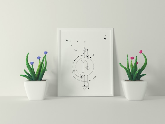 Capricorn Zodiac Sign Print: Minimalist Constellation Tattoo (Digital Download)
