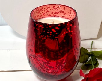 Scented Soy Candle: Deep Red Mercury Glass, Pick Your Fragrance