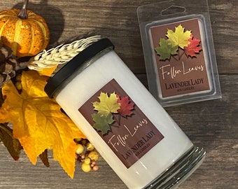 Fallen Leaves Soy Wax Candle, Highly Scented Fall Fragrance (18 oz)