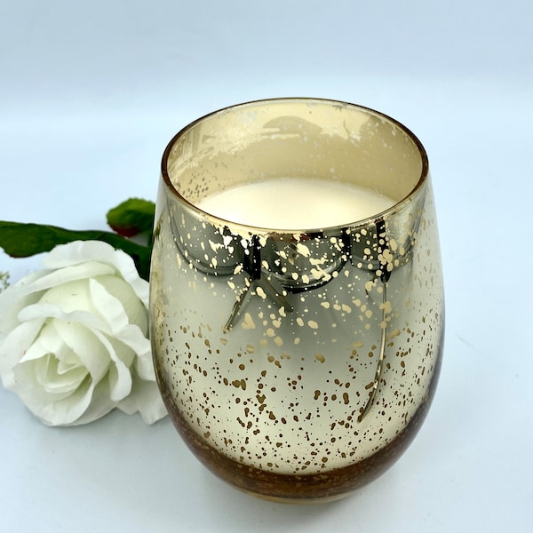 Elegant Gold Mercury Glass Candle. 16 oz highly Scented Soy. Pick Your Fragrance