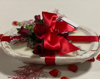 Soy Dough Bowl Candle, Highly Scented, Red Rose Decoration, Pick Fragrance