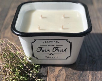 Unique Farm Fresh 30 oz. Candle. Strong Scents! Clean burning SOY. Reusable Container