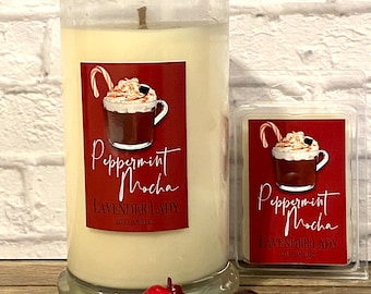 Peppermint Mocha 18 oz Highly Scented Soy Wax in a Sleek Status Jar. Fall Fragrance